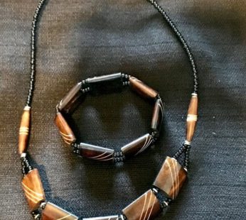 African Beaded Necklace and Bracelet Set