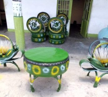 Green and yellow coffee table